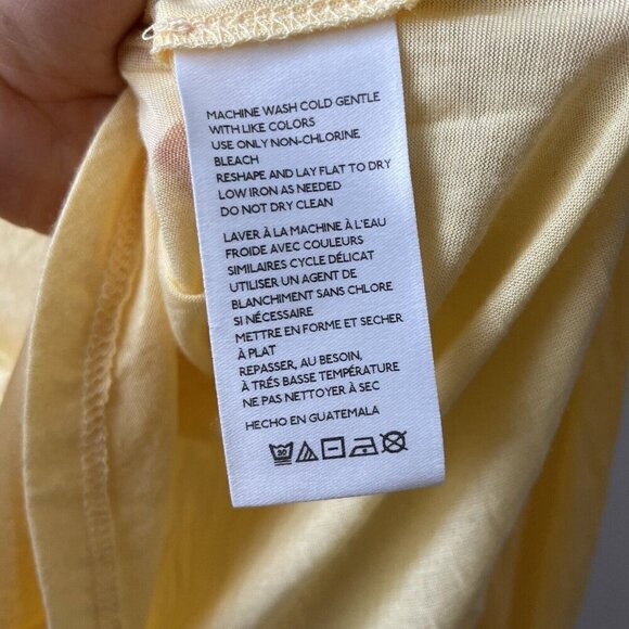 Anthropologie Pilcro Modal Yellow Ruched Sleeves Boho Semi Sheer Top Sz L - Picture 9 of 15